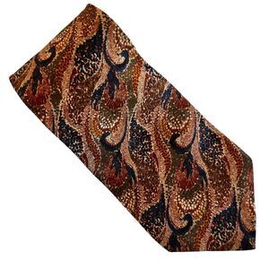 Vintage BURBERRYS OF LONDON Tie Silk Wool Necktie Floral Brown Blue USA